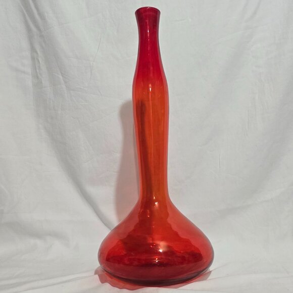 Vtg Blenko Genie Bottle Decanter - Orange - Picture 5 of 9
